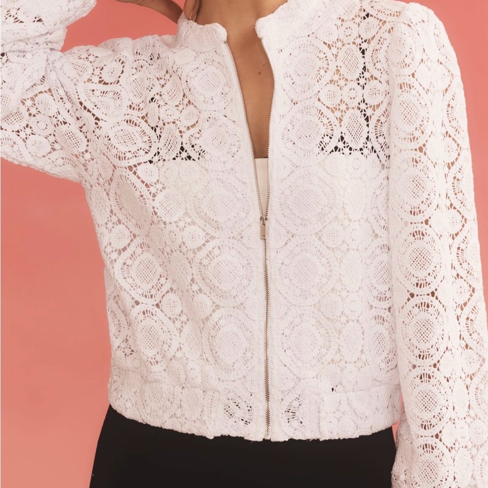 By Anthropologie Crochet Bomber Jacket NWT